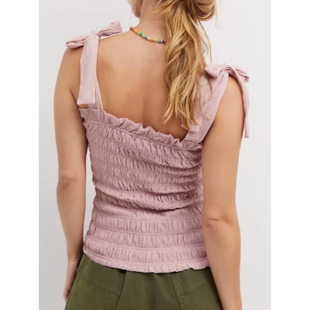 Anthropologie Smocked Cami Tank Top in Pink Size Small - Picture 2 of 10